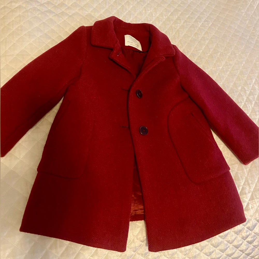 Classic Red Wool Kids Coat by Zara